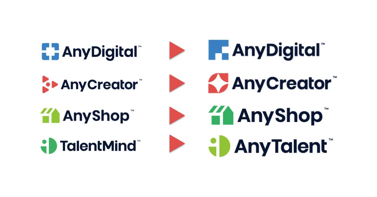 AnyCreator, AnyShop, dan AnyDigital mengganti logo baru dan TalentMind memiliki nama baru