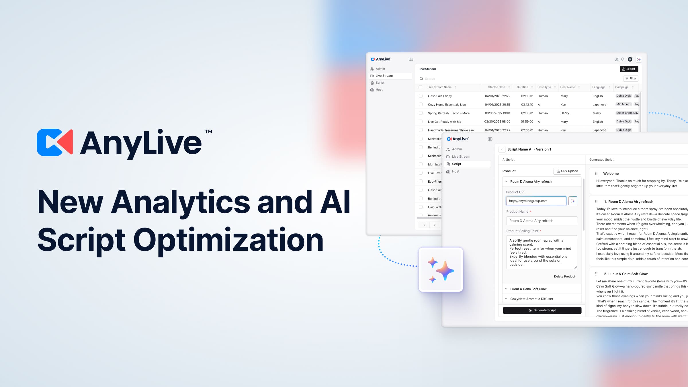 AnyMind Group adds live commerce analytics and AI script optimization capabilities to AnyLive