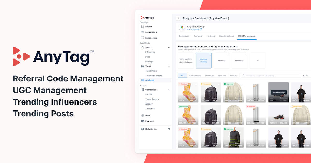 AnyMind Group bổ sung tính năng quản lý mã giới thiệu, tìm kiếm nội dung và người ảnh hưởng trên AnyTag, với mục tiêu thúc đẩy thương mại thế hệ mới.