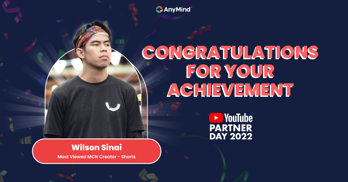 AnyMind Group’s content creator Wilson Sinai awarded the Most Viewed MCN Creator for Shorts Category from YouTube