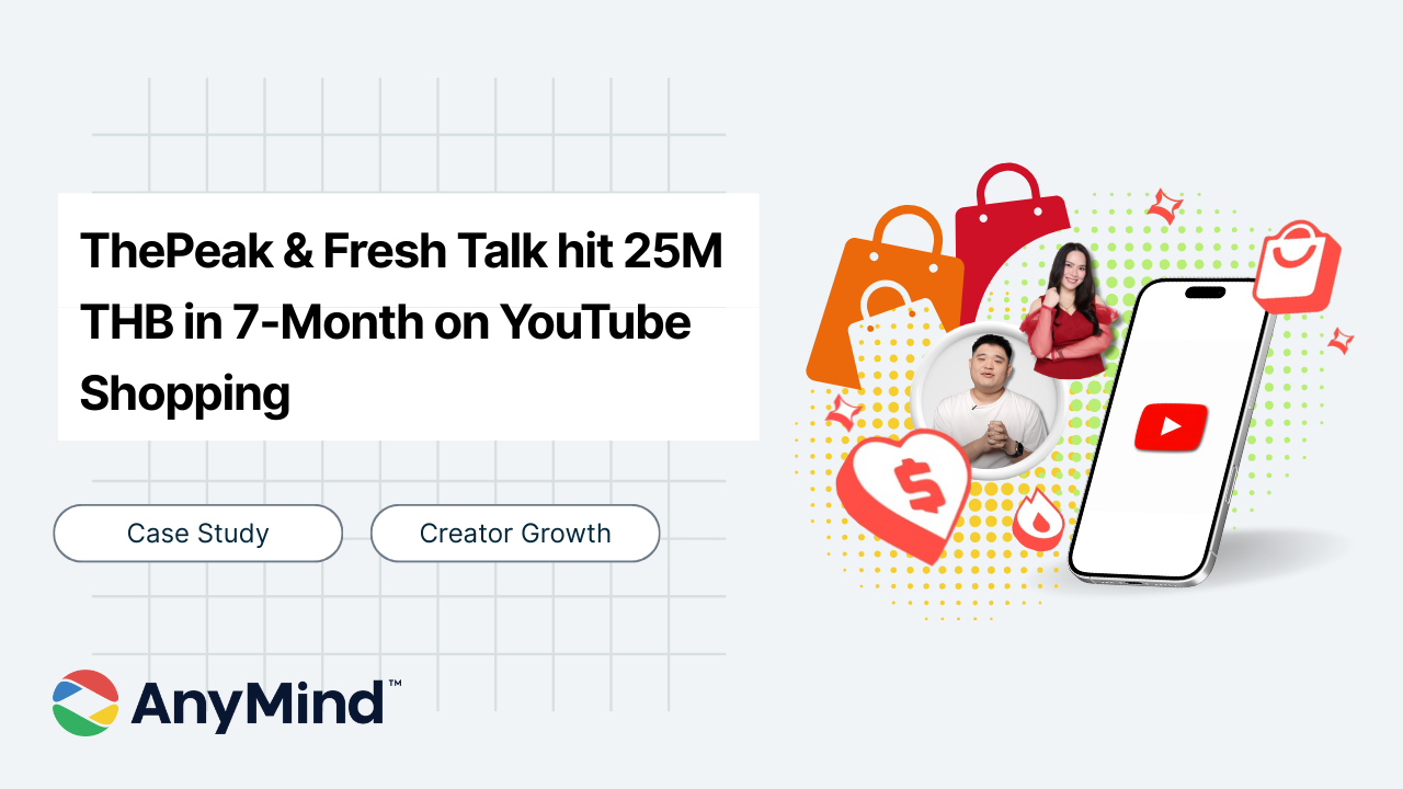จากคอนเทนต์สู่คอมเมิร์ซ: AnyMind Group สนับนุน ThePeak & Fresh Talk สร้างยอดขายกว่า 25 ล้านบาทในระยะเวลา 7 เดือนผ่านโปรแกรม YouTube Shopping Affiliate