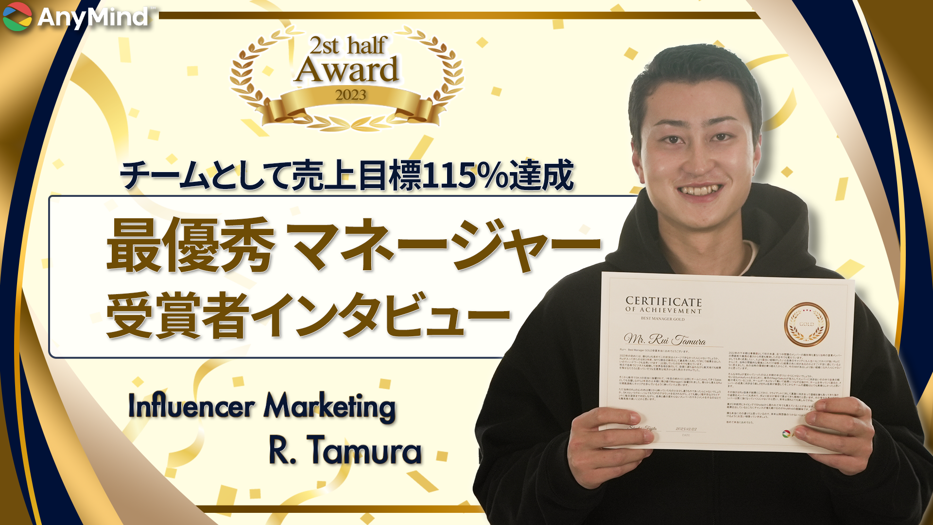新卒2年目からマネージャーを務めチーム115％達成を実現！ポイントはメンバーと数字への「コミット」【受賞者インタビュー】